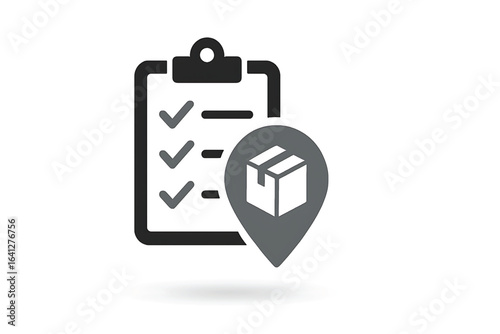 Vector of sheet paper list document and box of trade or delivery. Symbol of product liability