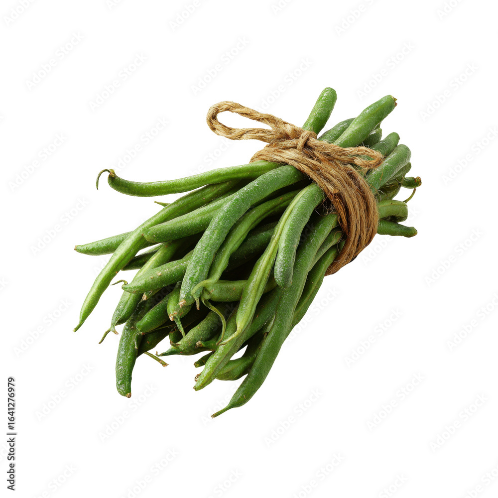 Fototapeta premium Fresh Green Beans Bundle Tied with Twine