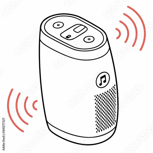 Wireless smart speaker with music note symbol.	