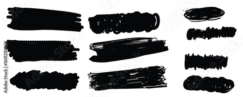 Dynamic black brush strokes and scribbles create a bold, artistic background for impactful design projects
