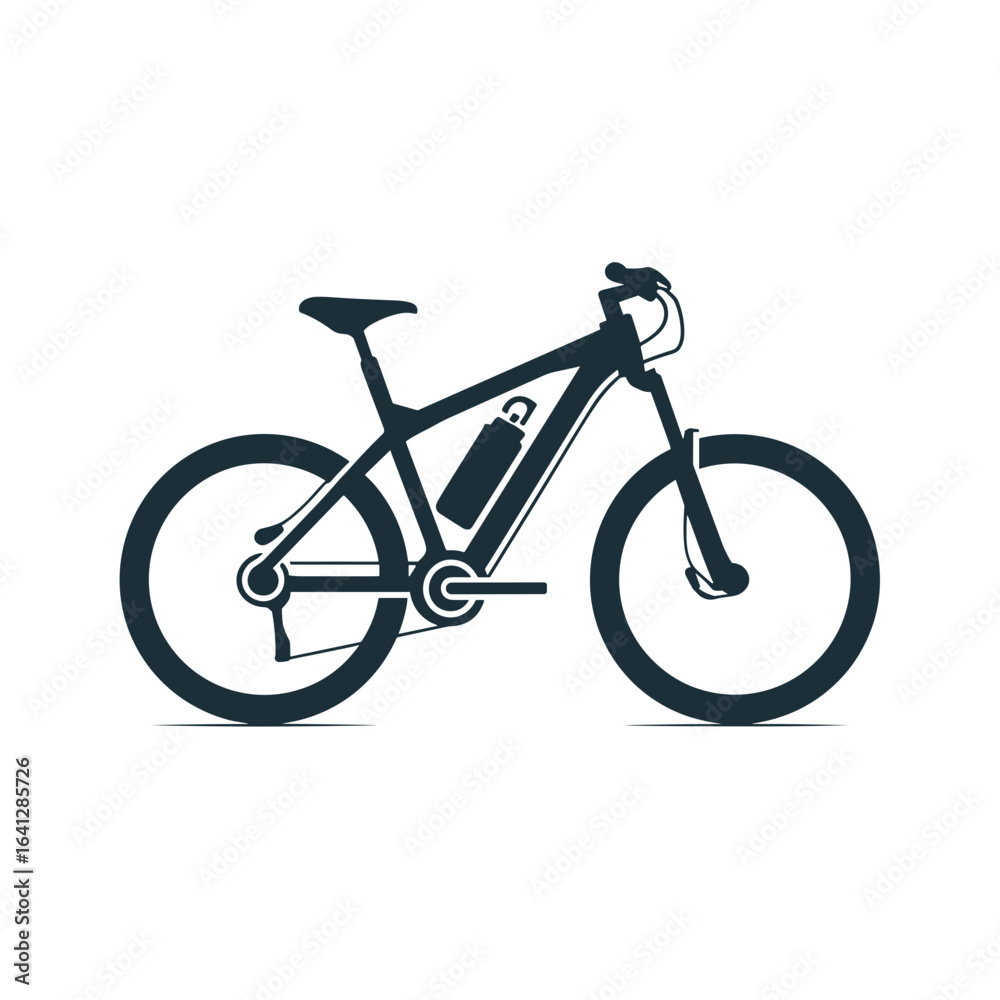 Fototapeta premium E Bike Symbol Fahrrad Elektro Vektor Illustration Elektrofahrrad Akku Nachhaltige Mobilität Outdoor Sport Freizeit Radfahren Umweltschutz Moderne Technik Mountainbike Citybike Minimalistisch Schwarz W