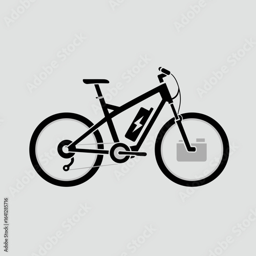 E Bike Symbol Fahrrad Elektro Vektor Illustration Elektrofahrrad Akku Nachhaltige Mobilität Outdoor Sport Freizeit Radfahren Umweltschutz Moderne Technik Mountainbike Citybike Minimalistisch Schwarz W
