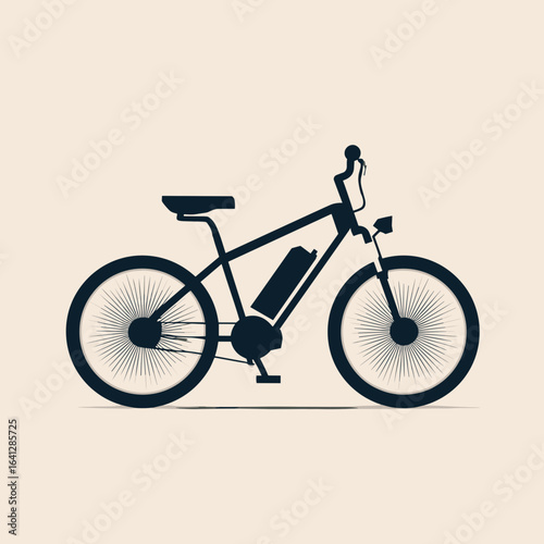 E Bike Symbol Fahrrad Elektro Vektor Illustration Elektrofahrrad Akku Nachhaltige Mobilität Outdoor Sport Freizeit Radfahren Umweltschutz Moderne Technik Mountainbike Citybike Minimalistisch Schwarz W