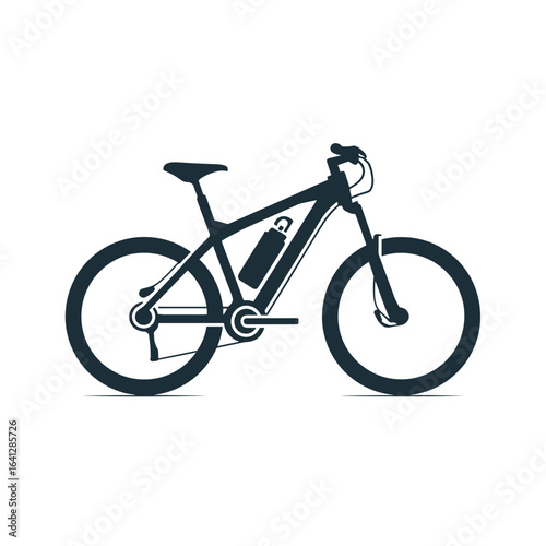 E Bike Symbol Fahrrad Elektro Vektor Illustration Elektrofahrrad Akku Nachhaltige Mobilität Outdoor Sport Freizeit Radfahren Umweltschutz Moderne Technik Mountainbike Citybike Minimalistisch Schwarz W