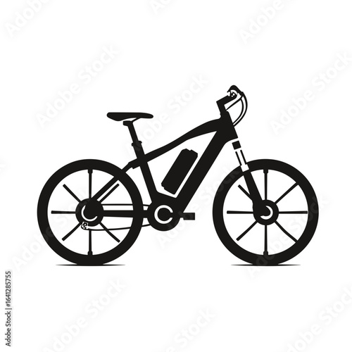 E Bike Symbol Fahrrad Elektro Vektor Illustration Elektrofahrrad Akku Nachhaltige Mobilität Outdoor Sport Freizeit Radfahren Umweltschutz Moderne Technik Mountainbike Citybike Minimalistisch Schwarz W