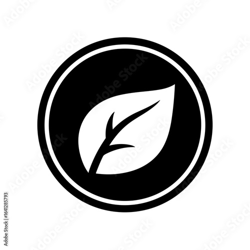 Grünes Blatt Symbol Natur Icon Vektor Illustration Nachhaltigkeit Umweltfreundlich Bio Öko Landwirtschaft Gartenbau Botanik Wachstum Erneuerbare Ressourcen Pflanzen Erde Minimalistisch Modern Design V