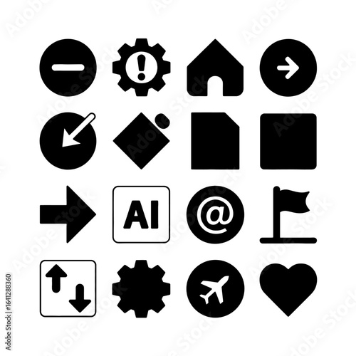 Collection of Basic Web Icons, Interface Symbols, and UI Elements Vector Set