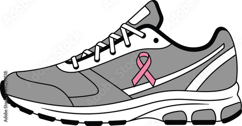 Pink Ribbon Sneaker for Breast Cancer Awareness Run