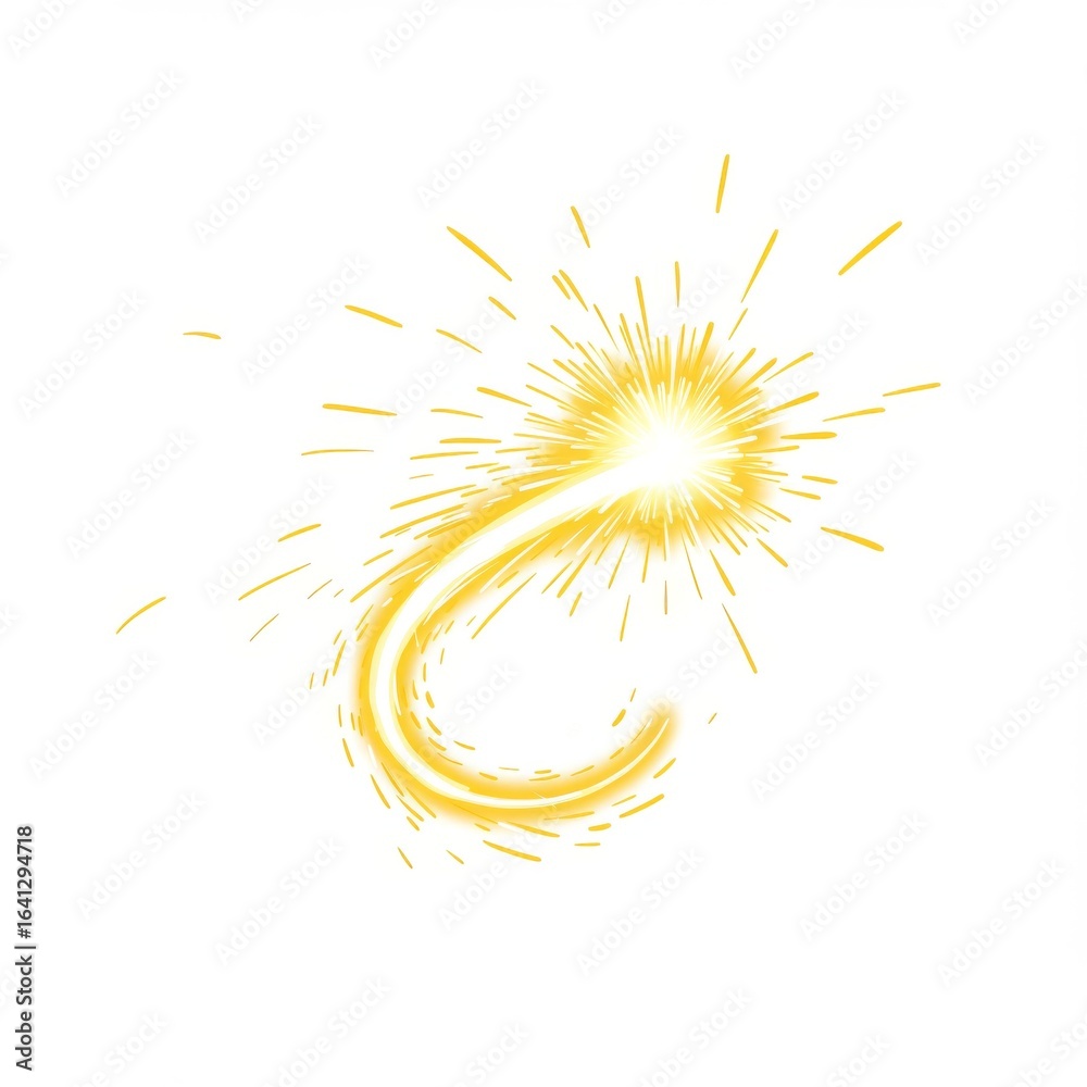 Fototapeta premium Golden Sparkle Burst on White Background