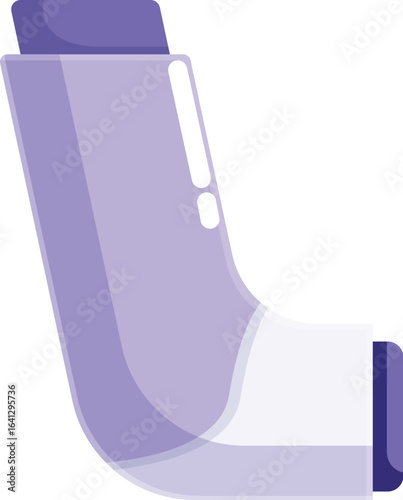 Purple asthma inhaler, relieving shortness of breath and providing respiratory medication