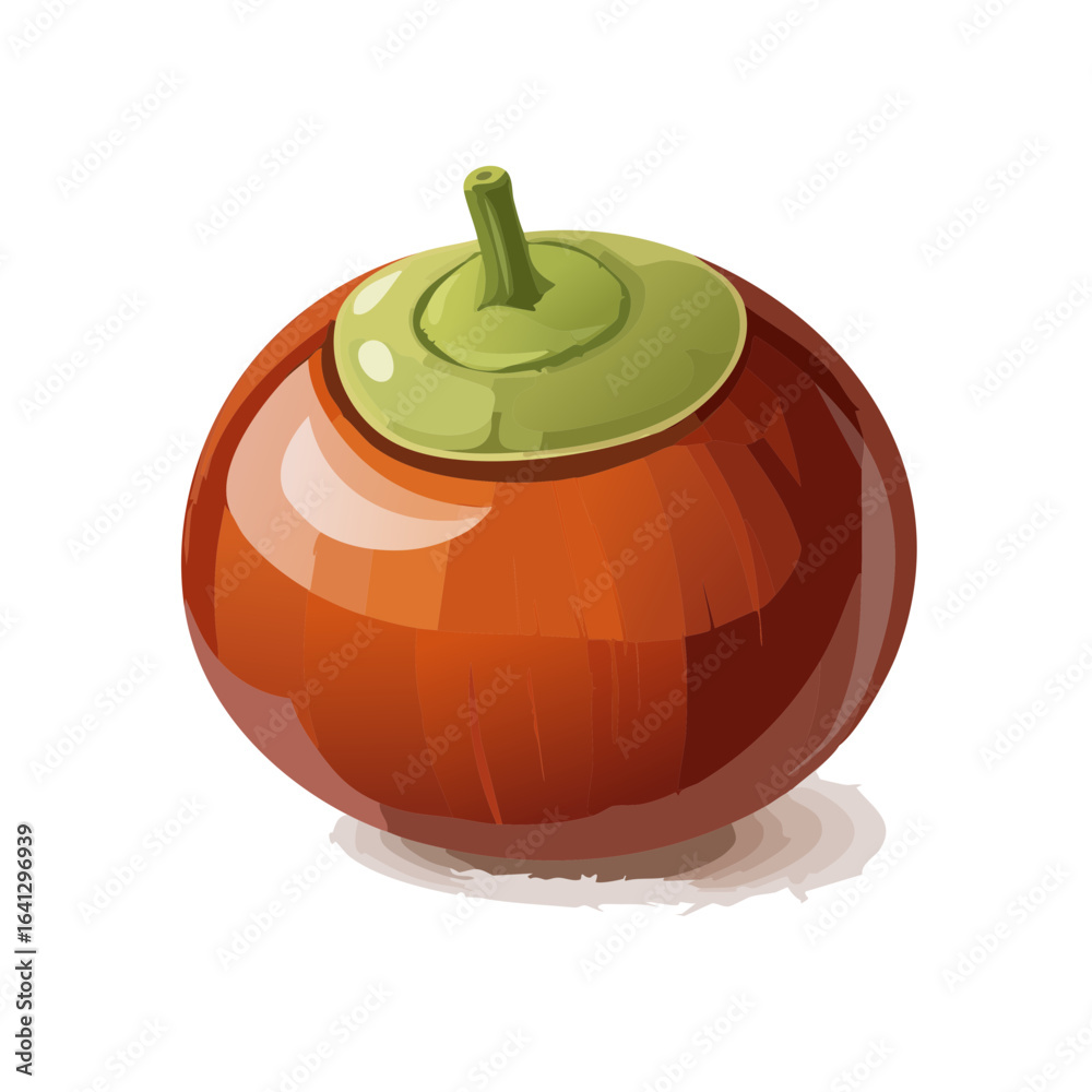 Obraz premium Stylized Cartoon Illustration of Orange Fruit with Green Top on Black Background