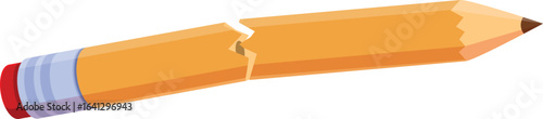 Short yellow pencil broken in half, symbolizing writer's block, frustration, or giving up