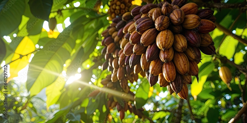 Obraz premium Ready-to-Harvest Cacao Pods on a Tropical Farm