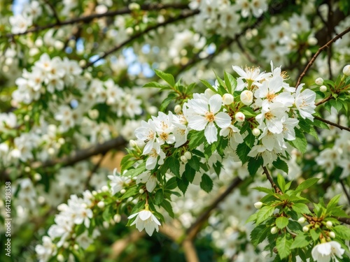 White Blossoms Adorn a Fruitful Plum Tree
