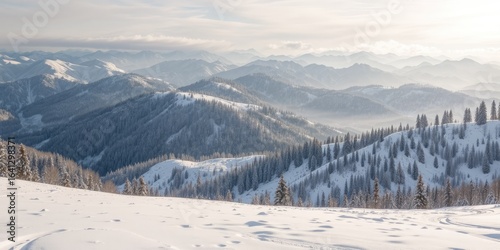 Winter Mountain Scenery, Snow-Covered Peaks