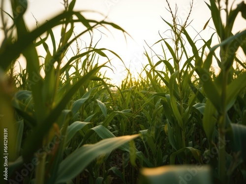Young Corn Plants in the Gentle Breeze