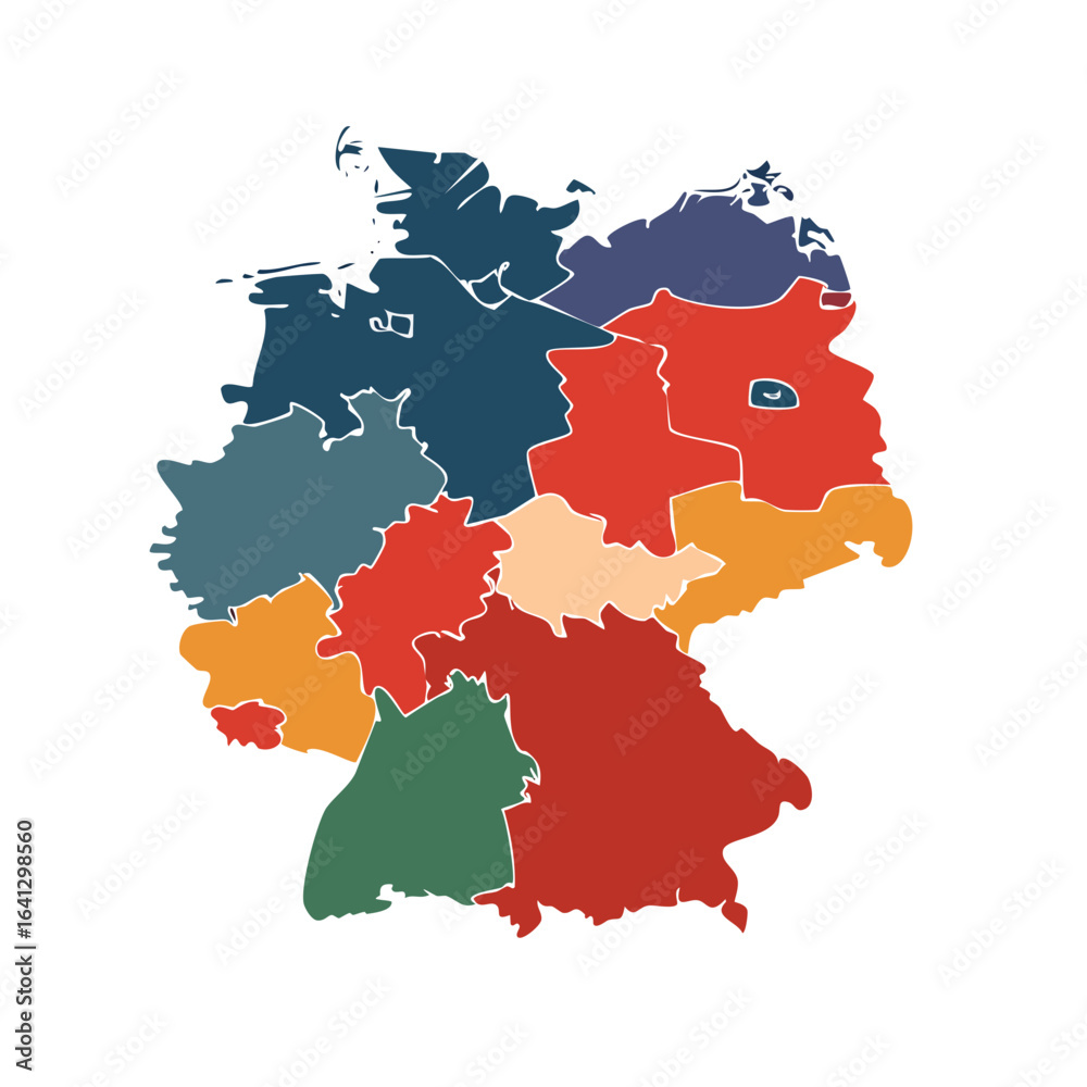 Fototapeta premium Germany map illustration political colorful state boundaries country infographic