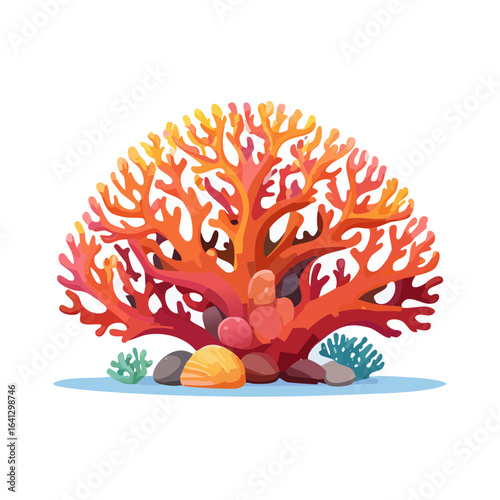 Vibrant coral reef ecosystem colorful sea plants stones and shells underwater marine life nature biodiversity environment