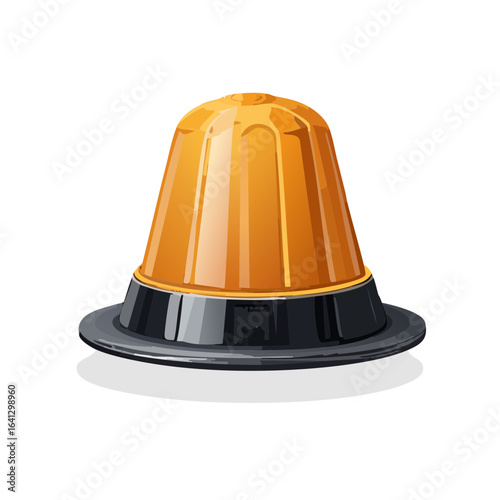 Amber warning light with black base isolated on black, emergency beacon for traffic or safety