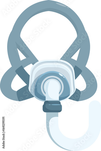 Cpap mask providing continuous positive airway pressure for sleep apnea therapy, featuring headgear and tube