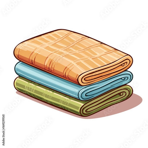 Neatly Stacked Folded Cloth Towels Colorful Laundry Textiles Soft Apparel Fabric Home Textile Heap