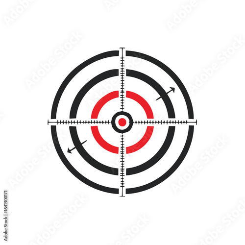 Target icon with red ring graphic for focus or precision on black background design element