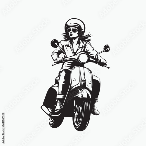 woman on a scooter