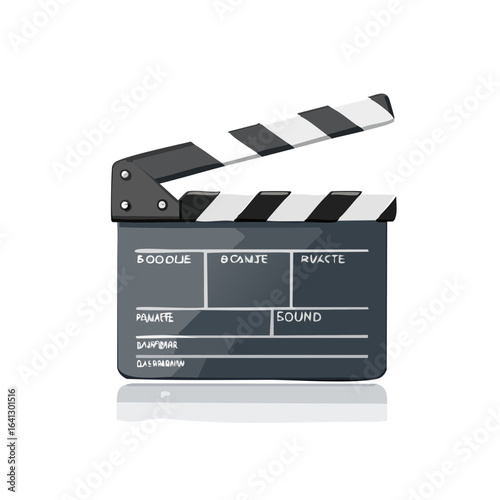 Cartoon style slate board. Clapper board open for the start of film production.