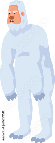 Cartoon yeti is standing with a sad expression, showing frustration and disappointment