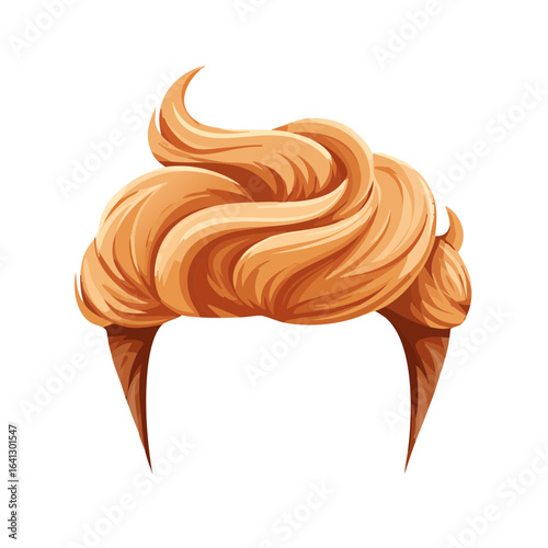 Blond cartoon hairstyle on black for hair salon, fashion, or a comical costume character.