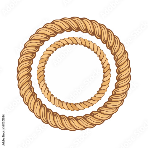 Circular ropes vector graphic for nautical designs, packaging, crafts, borders, and illustrative purposes against a black backdrop.