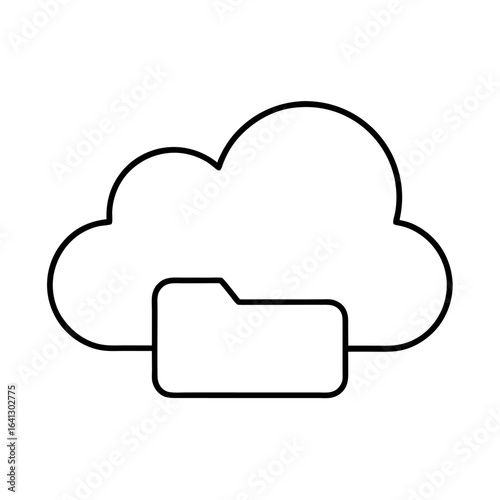Cloud Folder Syncing in Line Art Style