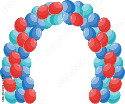 Colorful balloons forming an arch, perfect for party decorations and celebrations