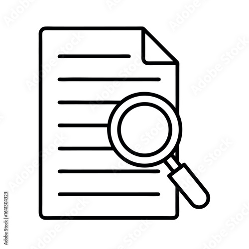 Document search and analysis line icon.