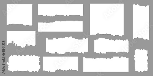 Set of torn sheets of paper
