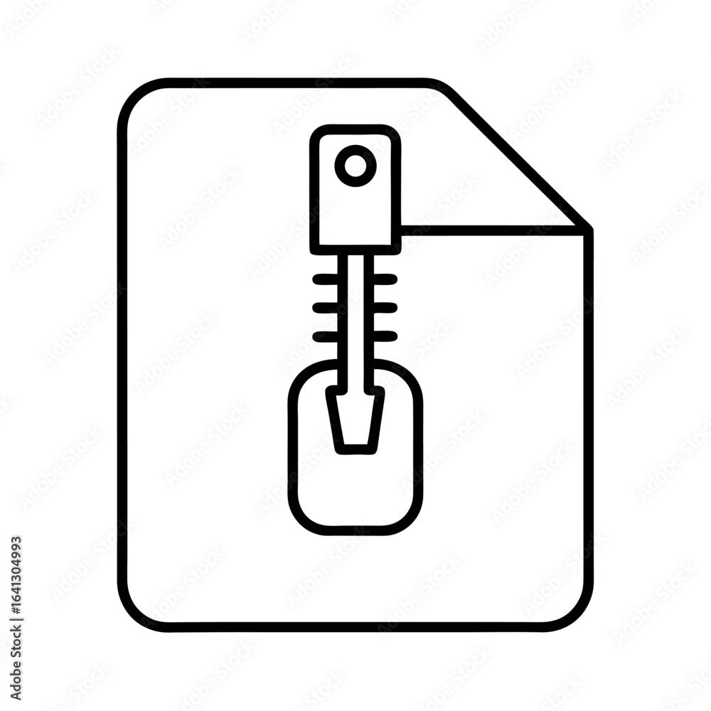 Compressed archive file zipper line icon. Compressed archive file zipper line icon.