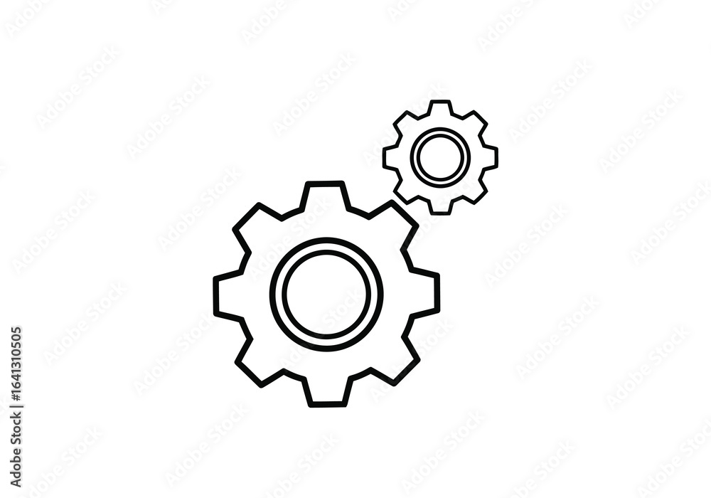 Vector illustration of photo of two gears icon isolated on white background, symbolizing teamwork, process, and mechanical engineering Vector illustration of photo of two gears icon isolated on white background, symbolizing teamwork, process, and mechanical engineering