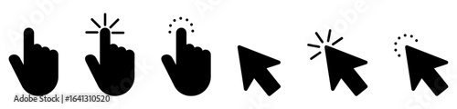 Set of different hand clicking icon