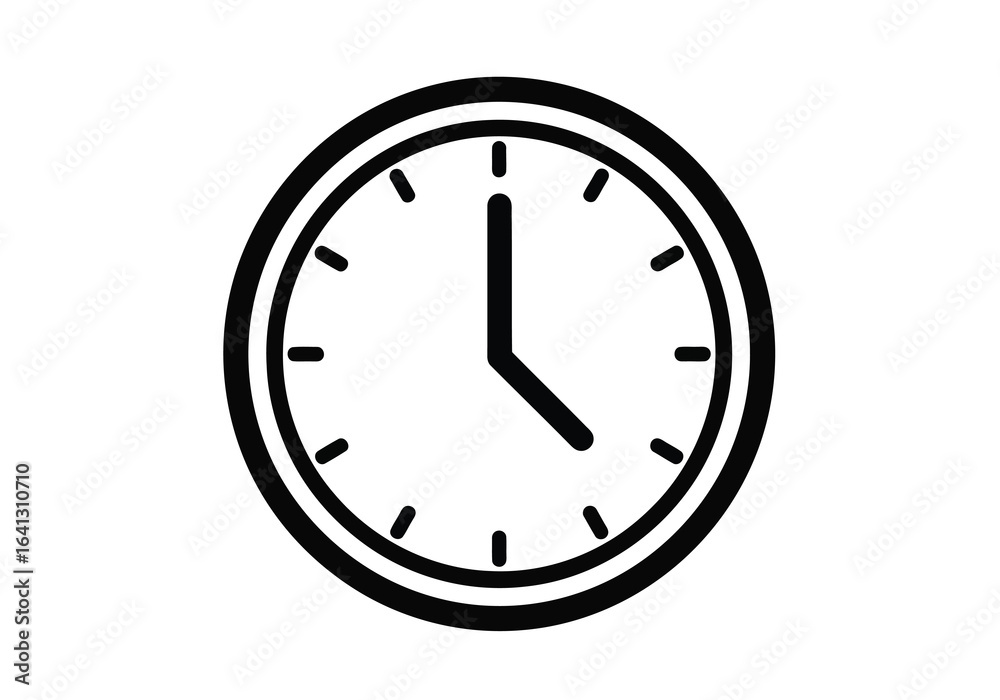 Vector illustration of photo of simple analog clock face showing the time, isolated on white background Vector illustration of photo of simple analog clock face showing the time, isolated on white background