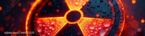 Close-up view of a digitally rendered radioactive sign vector illustration , atomic, stock photo, risk