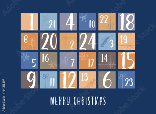 colorful advent calendar 24 christmas boxes vector illustration