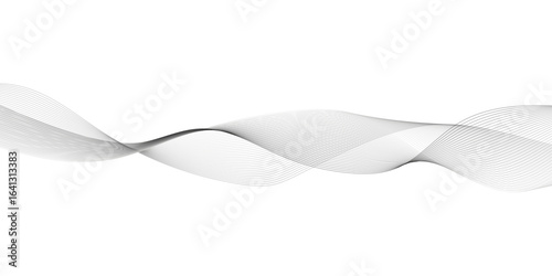 Abstract wavy grey stream element for design on transparent background isolated. Wavy white and grey lines background. Abstract business wave curve lines background. Vector illustration.	
