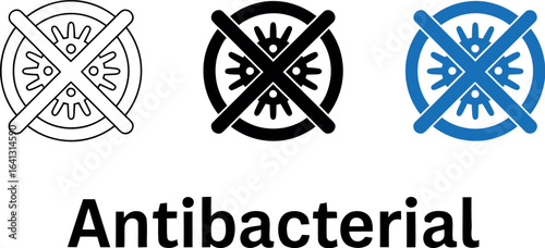 Antibacterial protection symbol for health and hygiene icon