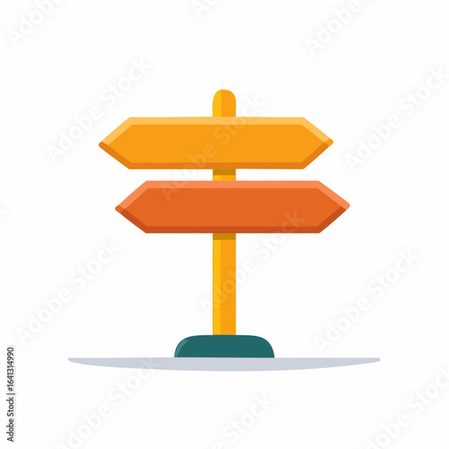 Directional arrow signpost with two planks indicating different options illustration