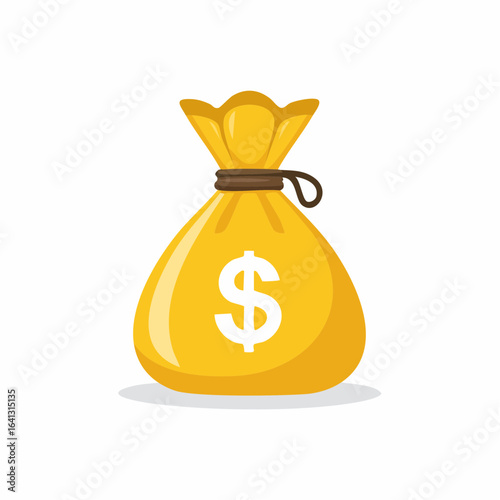 Yellow money bag with dollar sign icon for financial gain and wealth accumulation
