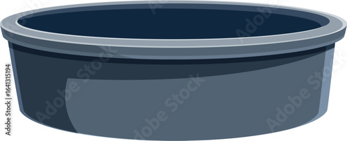 Large, empty, round water tank providing storage for irrigation and drinking water