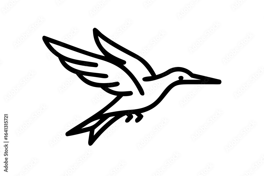 Obraz premium Stylized Black Bird Silhouette on Transparent Background animal flying