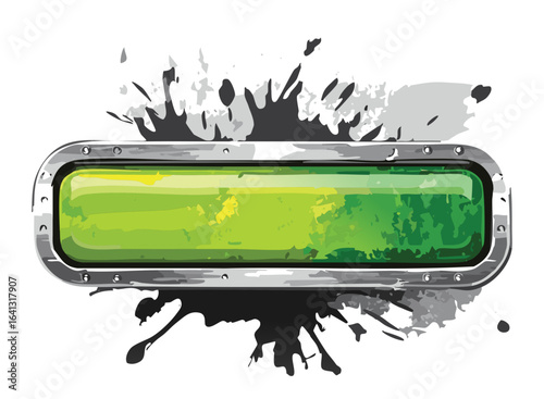 Illustration of a Grungy Game Horizontal Progress Bar with a Green Splash