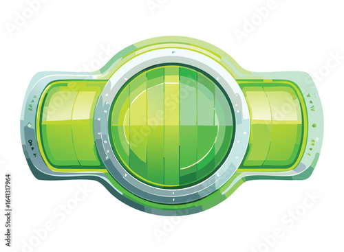 Illustration of a Game Round Button and Horizontal Bar with a Green Gradient Fill