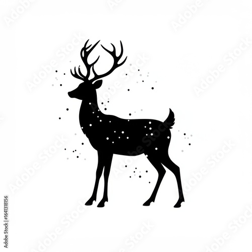 Black Deer Silhouette on White Background
